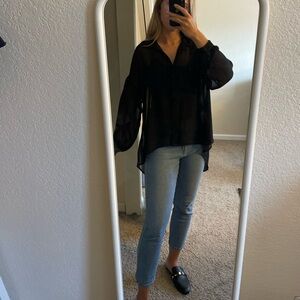 Express sheer long sleeve button down